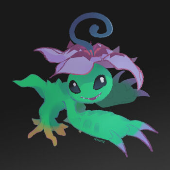 Rule 34 | alraumon, digimon, digimon (creature), flower, highres, notaventura, petals, sharp teeth, tail, teeth