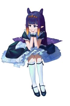 1girl blue_eyes bobsta01 hololive hololive_english maid ninomae_ina&#039;nis purple_hair virtual_youtuber