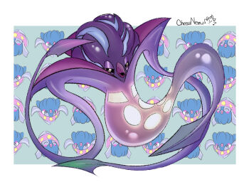 beak black_sclera chesunezu colored_sclera gen_6_pokemon inkay looking_at_viewer malamar mega_malamar nintendo no_humans pokemon pokemon_(creature) pokemon_focus signature tentacles