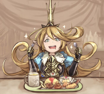 Rule 34 | + +, 10s, 1girl, blonde hair, blue eyes, charlotta (granblue fantasy), cherry, chicken (food), crown, cup, drooling, female focus, flag, food, fork, fruit, gauntlets, granblue fantasy, hamburger steak, harvin, holding, long hair, mug, okosama lunch, omelet, omurice, open mouth, pasta, pointy ears, pudding, puffy sleeves, shouma (bravespiritya), shrimp, shrimp tempura, solo, spaghetti, sparkle, spoon, tempura, whipped cream