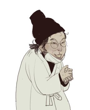 1boy a._wyatt_mann_parody artist_self-insert beanie freckles grin hat le_happy_merchant_(meme) long_sleeves male_focus mask meme mole mossacannibalis mouth_mask original own_hands_together racism simple_background smile solo surgical_mask white_background