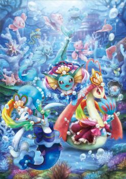 Rule 34 | :3, air bubble, alomomola, artist request, bubble, clamperl, closed eyes, clothed pokemon, commentary request, coral, corsola, dot nose, fish, frillish, frillish (female), frillish (male), gen 1 pokemon, gen 2 pokemon, gen 3 pokemon, gen 5 pokemon, gen 7 pokemon, gorebyss, horsea, huntail, jellicent, jellicent (female), jellicent (male), luvdisc, milotic, nintendo, no humans, official art, open mouth, pokemon, pokemon (creature), pokemon focus, primarina, ruins, second-party source, smile, starmie, sunlight, underwater, vaporeon