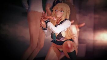 Rule 34 | 1girl, 3boys, 3d, amazon position, animated, armpits, ass, assertive female, black socks, blonde hair, blue sailor collar, blue skirt, bra, bra lift, breasts, caressing testicles, clenched teeth, closed mouth, clothes lift, cowgirl position, cum, cum in mouth, cum in pussy, cum on body, cum on hands, deldank, dot nose, ejaculation, excessive cum, excited, faceless, faceless male, feet out of frame, fellatio, female pubic hair, femdom, from behind, from side, functionally nude, handjob, hetero, huge ass, indoors, kneeling, koikatsu (medium), koshi torako, large breasts, leaning forward, long hair, looking at another, looking down, moonlightmask4, multiple boys, multiple views, night, nipples, on one knee, open mouth, oral, panties, penis, pubic hair, purple eyes, purple panties, pussy, riding, rolling eyes, sailor collar, sex, shikanoko nokonoko koshitantan, shirt lift, sitting, skirt, skirt lift, socks, sound, squatting, squatting cowgirl position, straddling, sunset, tagme, teeth, testicles, torogao, two-handed handjob, uncensored, underwear, underwear only, vaginal, video