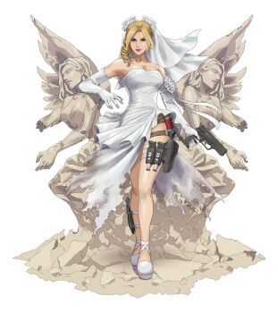 1girl blonde_hair blue_eyes death_by_degrees dress highres namco september_(artist) statues tekken tekken_2 tekken_3 tekken_4 tekken_5_(dark_resurrection) tekken_7 tekken_8 tekken_blood_vengeance tekken_bloodline tekken_tag_tournament_2 wedding_dress