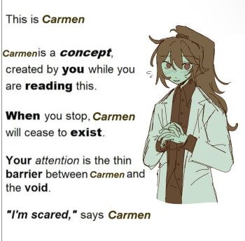 blush brown_eyes brown_hair brown_suit carmen_(project_moon) coat commentary english_commentary english_text formal_clothes hair_between_eyes high_collar highres lab_coat lobotomy_corporation long_hair meme open_clothes open_coat own_hands_together ponytail project_moon sketch suit sweatdrop upper_body