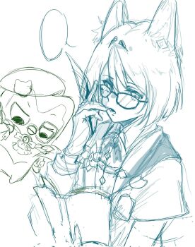 1boy animal_ear_fluff animal_ears black_hair duo_(duolingo) duolingo fox_boy fox_ears genshin_impact hair_between_eyes highres looking_at_viewer male_focus open_mouth tighnari_(duolingo)_(genshin_impact) tighnari_(genshin_impact)