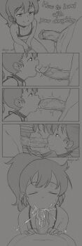 1boy 1girl 5koma :&gt;= abajur absurdres age_difference artist_name bra choker closed_eyes comic cum cum_in_mouth cum_overflow english_text erection facing_viewer father_and_daughter fellatio fingernails greyscale half-closed_eyes hetero highres incest kneeling licking licking_penis loli long_hair monochrome multiple_views naughty_face open_mouth oral original panties penis ponytail pov pov_crotch profile saliva sequential smile testicles third-party_edit tongue tongue_out trembling uncensored underwear veins veiny_penis