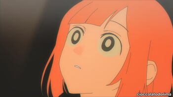 Rule 34 | 1girl, black eyes, blurry, blurry background, cioccolatodorima, daughter (yoru mac), highres, mcdonald's, orange hair, parody, parted lips, portrait, short hair, solo, teeth, wide-eyed, yoru mac