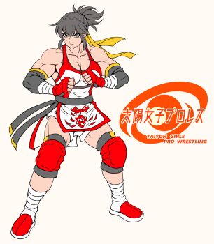 1girl breasts cleavage highres muscular muscular_female original solo tagme taroimo_(00120014) wrestler wrestling_outfit
