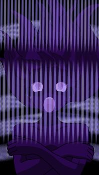 1girl armpit_crease breasts brown_eyes brown_hair collarbone completely_nude covering_breasts covering_privates crossed_arms curled_fingers digimon digimon_frontier energy eyelashes f20000 facing_viewer female_focus floating_hair henshin highres long_hair looking_up matching_hair/eyes neck nude original out-of-frame_censoring purple_theme sidelocks small_breasts spirit_evolution topless_frame upper_body wavy_hair