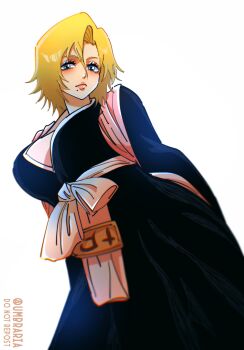 Rule 34 | 1girl, bleach, bleach: sennen kessen-hen, blonde hair, blue eyes, breasts, large breasts, matsumoto rangiku, medium hair, mole, mole under mouth, shihakusho, solo, strawberry blonde, umbraria