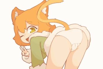 1girl all_fours animal_ear_fluff animal_ears animated ass ass_shake cameltoe cat_ears cat_girl cat_tail from_behind fur-trimmed_sweater fur_trim green_sweater hair_between_eyes kanbaki kanbaki's_orange-haired_catgirl loli one_eye_closed open_mouth orange_hair orange_tail original panties solo sweater tagme tail tail_wagging underwear v video white_panties yellow_eyes