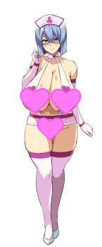 1girl breasts censored huge_breasts smile solo takeda_hiromitsu