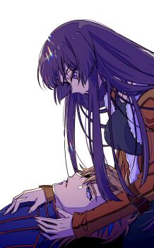 1boy 1girl absurdres ash_phoenix black_hair blonde_hair blue_eyes breasts code_geass code_geass:_dakkan_no_roze hetero highres lap_pillow large_breasts long_hair purple_eyes sumeragi_sakuya