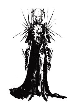 1girl black_dress cape clothing_request dress eyepatch greyscale hashtag-only_commentary hatsune_miku highres long_hair monochrome simple_background solo vocaloid white_background wogxkzcbeqlvrii