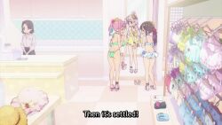 3girls ahoge animated anime_screenshot arm_behind_head armpits arms_behind_back ass ass_shake back backboob bag bikini bikini_skirt blue_bikini blue_hair blush bouncing_breasts bra bracelet braid breast_awe breasts brown_eyes brown_hair cleavage collarbone earrings feet flower genderswap genderswap_(mtf) glasses gradient_hair green_bikini groin hair_between_eyes hair_flower hair_ornament hair_ribbon hairclip hand_on_own_hip hat heart heart-shaped_eyewear highleg highleg_bikini highres hoop_earrings hozuki_kaede huge_breasts indoors jewelry jiggle lips long_hair looking_at_breasts looking_at_viewer looking_down medium_breasts multicolored_hair multiple_girls nail_polish navel necklace one-piece_swimsuit onii-chan_wa_oshimai! oyama_mahiro oyama_mihari pink_bikini pink_eyes pink_hair pink_nails ponytail purple_bra purple_shorts red_eyes red_ribbon ribbon sandals short_ponytail short_shorts shorts siblings sidelocks sisters skirt small_breasts smile sound sports_bra standing stomach subtitled sunglasses swimsuit thighs twin_braids twintails underboob underwear video white_headwear white_skirt yellow_one-piece_swimsuit zipper zipper_pull_tab
