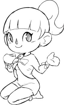 Rule 34 | animal crossing, blush, bow, kneeling, looking at viewer, nintendo, ponytail, sketch, teevo, villager (animal crossing)