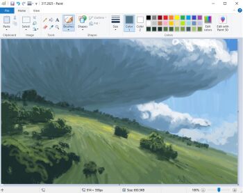 art_program_in_frame christian_young cloud cloudy_sky commentary day dutch_angle forest horizon landscape microsoft_paint_(medium) microsoft_paint_(software) nature no_humans original outdoors painterly scenery screencap sky sky_focus tree