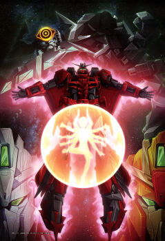 absurdres aeug artist_request blue_eyes cable energy energy_field extra_arms geminus glowing green_eyes gundam gundam_evolve gundam_perfect_file highres machinery magazine_scan mandala mecha mecha_focus mobile_armor mobile_suit nebula no_humans official_art robot scan science_fiction shiva_(mythology) space star_(sky) titans_(gundam) traditional_media v-fin zero_gravity zeta_gundam_3a_type zeta_gundam_3b_type zeta_gundam_p2/3c_type