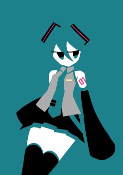 1girl aqua_background aqua_eyes aqua_necktie bare_shoulders black_skirt bleeding blood commentary detached_sleeves grey_shirt hatsune_miku highres jitome necktie number_tattoo painter_doll shirt shoulder_tattoo simple_background skirt sleeveless sleeveless_shirt solo tattoo thighhighs vocaloid zettai_ryouiki