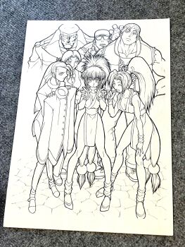 4girls bow bowtie clark_still cosplay costume costume_switch dress formal_clothes heidern highres japanese_clothes kagura_chizuru king_(snk) leona_heidern long_hair long_sleeves medium_hair multiple_girls ralf_jones shiranui_mai shoes short_hair skirt standing suit the_king_of_fighters tuxedo yuhki_shinichi