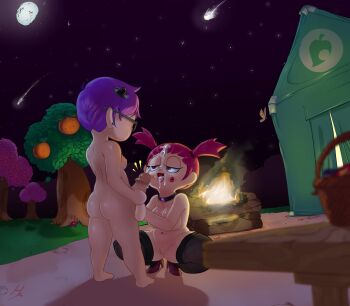 1futa 1girl :3 animal_crossing artist_name ass back barefoot basket belly black-framed_eyewear black_choker black_legwear black_sky blurry blurry_foreground blush_stickers bonfire breasts bug butterfly cherry_blossoms choker completely_nude cum cum_in_mouth cum_on_body cum_on_tongue earrings easter_egg egg ejaculation erection facial facial_tattoo fire fishnet_legwear fishnets food from_behind fruit full_body futa_with_female futanari gem glasses grass hair_ornament hair_tie hairclip half-closed_eyes happy heart heart_hair_ornament hexanne high_heels highres insect jewelry jpeg_artifacts kneepits large_breasts looking_at_another matching_hair/eyes meteor_shower moon navel navel_piercing night nintendo nipples notice_lines nude open_mouth orange_(fruit) outdoors path penis piercing pink_eyes pink_hair purple_hair pussy red_footwear road shiny_skin shoes short_hair sidelocks signature sky small_breasts smile smoke spread_legs squatting standing star_(sky) star_(symbol) starry_sky stud_earrings table tattoo tent thighhighs tongue tongue_out tree twintails villager_(animal_crossing)