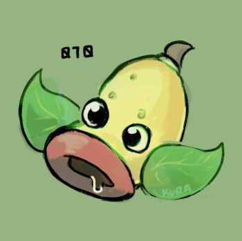 Rule 34 | gen 1 pokemon, green background, kurapixel, leaf, looking at viewer, nintendo, no humans, numbered, pokemon, pokemon (creature), simple background, solo, weepinbell