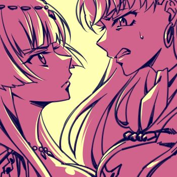 2girls absurdres breasts catherine_sabathra cleavage code_geass code_geass:_dakkan_no_roze earrings highres jewelry large_breasts long_hair multiple_girls sumeragi_sakuya