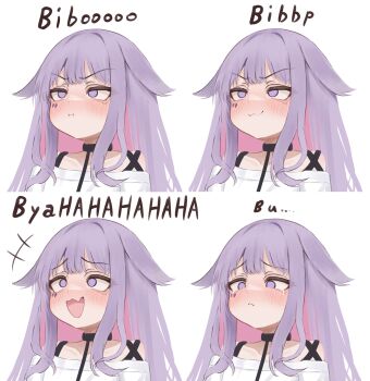 1girl colored_inner_hair gem grey_hair highres hololive hololive_english jewel_under_eye koseki_bijou long_hair lucien000298 multicolored_hair multiple_views open_mouth pink_hair purple_eyes purple_hair smile solo very_long_hair virtual_youtuber