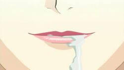 1girl after_fellatio animated close-up cum cum_in_mouth hana_no_joshi_ana:_newscaster_etsuko licking licking_lips lipstick makeup pink_lips screencap smile solo sound tagme tongue tongue_out video yamanobe_etsuko