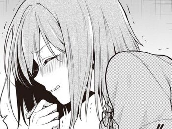 1girl clenched_teeth closed_eyes collared_dress contrast_collar dress furrowed_brow greyscale hara_tsumoi kono_shima_ni_wa_midara_de_jaaku_na_mono_ga_sumu lowres monochrome neck_ribbon non-web_source open_mouth portrait profile raised_inner_eyebrows ribbon short_hair teeth trembling wavy_mouth yoruto_umi