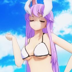 1girl 3d animated bikini breasts light_purple_hair long_hair medium_breasts mofumoko5 purple_eyes reisen_udongein_inaba solo swimsuit tagme thighs touhou video