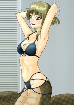 1girl artist_request big_mouth green_hair groin lamia monster_girl ribs snake source_request stretching tagme