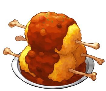 artist_request bone curry curry_rice food food_focus game_cg garnish nintendo no_humans official_art plate pokemon pokemon_swsh rice third-party_source transparent_background