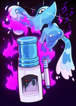 1girl absurdres aura breasts commentary delta_(c0denamedelta) deltarune english_commentary highres long_hair miss_mizzle monster_girl slime_girl utdr_(toby_fox) water water_cooler water_cooler_(deltarune)