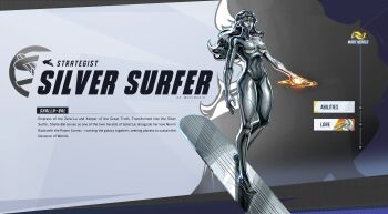 1girl absurdres colored_skin full_body highres long_hair marvel marvel_rivals metal_skin shim0rin silver_skin silver_surfer solo standing