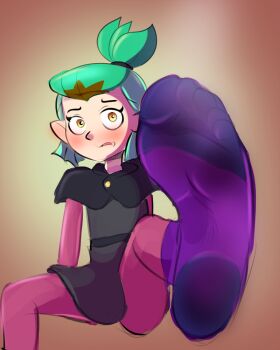 1girl amity_blight blush commentary english_commentary feet foot_focus provocatoid purple_socks sketch socks solo the_owl_house