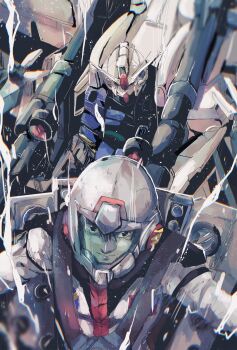 1boy black_eyes black_hair dendrobium_schema gundam gundam_0083 gundam_gp-03_stamen hair_between_eyes helmet highres kare_(0621utak) kou_uraki looking_at_viewer male_focus mecha mecha_pilot_suit mobile_suit normal_suit_(gundam) pilot_suit robot science_fiction smile smoke v-fin