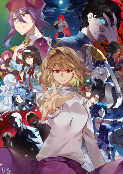 +_+ 6+boys 6+girls antenna_hair aozaki_aoko arcueid_brunestud arima_miyako bad_id bad_pixiv_id beret black_hair blonde_hair blue_eyes blue_hair bow braid brown_hair ciel_(tsukihime) cigar clenched_hands closed_mouth club3 commentary_request gloves green_eyes grey_eyes hair_bow hair_ribbon hairband half_updo hat highres hisui_(tsukihime) japanese_clothes kimono kishima_kouma kohaku_(tsukihime) len_(tsukihime) long_hair long_sleeves looking_back looking_to_the_side maid maid_headdress mecha_hisui melty_blood michael_roa_valdamjong moon multicolored_hair multiple_boys multiple_girls necktie neco-arc neco-arc_chaos night_of_wallachia nrvnqsr_chaos outstretched_arm pink_hair ponytail powered_ciel purple_eyes purple_hair red_eyes red_hair ribbon riesbyfe_stridberg school_uniform short_hair sidelocks sion_eltnam_(type-moon) sion_eltnam_atlasia sleeveless smile smoking tohno_akiha tohno_shiki tsukihime turtleneck white_hair white_len_(tsukihime) yumizuka_satsuki