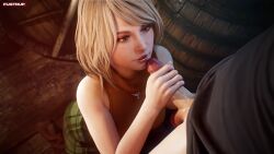 1boy 1girl 3d animated ashley_graham blonde_hair blue_eyes capcom clothed_sex eye_contact fellatio fugtrup hetero highres lips looking_at_another looking_at_viewer looking_up medium_hair multiple_views on_floor oral plaid_clothes plaid_skirt pov resident_evil resident_evil_4 resident_evil_4_(remake) skirt sound tagme uncensored video