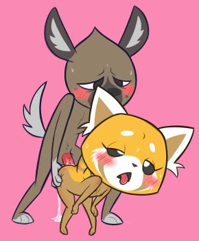 10s 1girl aggressive_retsuko animal_ears animal_hands artist_name ass_grab barefoot bent_over black_eyes black_sclera blush colored_sclera cum cum_in_pussy dated erection flat_chest full_body furry haida_(aggretsuko) half-closed_eyes hands_on_own_knees hetero highres hyena interspecies jobbythehong nipples nude official_style open_mouth panda_ears penis pigeon-toed pink_background retsuko sex signature simple_background standing sweat tail tongue tongue_out uncensored uneven_eyes vaginal white_eyes