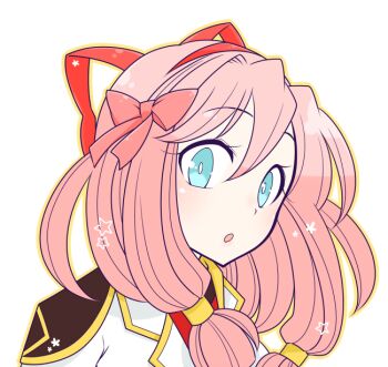 Rule 34 | 1girl, :o, blazer, blue eyes, blush, bow, commentary request, genetic (ragnarok online), hair bow, hair ribbon, hair tubes, hairband, jacket, long hair, looking at viewer, oekakipikki, official alternate costume, open mouth, pink bow, portrait, ragnarok online, red hairband, red ribbon, red shirt, ribbon, shirt, simple background, solo, white background, white jacket