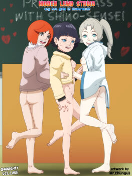 3girls ass barefoot black_hair boruto:_naruto_next_generations breasts feet loli mr.chungus multiple_girls naruto_(series) nipples open_mouth red_hair short_hair uzumaki_himawari yukiwari_kae