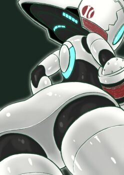 1girl android ass back beeru_(veil8801) blue_eyes blue_sclera colored_sclera colored_skin disney drossel_von_flugel fireball_(series) highres humanoid_robot joints robot robot_girl robot_joints science_fiction white_skin