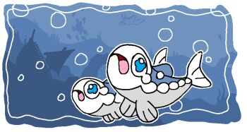 Rule 34 | blue eyes, boat, border, bubble, commentary, fish, frown, gen 7 pokemon, nintendo, no humans, outline, pokemon, pokemon (creature), pokemon focus, pr quote, watercraft, white border, white outline, wishiwashi, wishiwashi (solo)