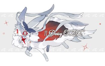 Rule 34 | alternate color, alternate shiny pokemon, animal focus, bow, cape, chinese commentary, clothed pokemon, colored sclera, commentary request, commission, full body, fur-trimmed cape, fur trim, gen 6 pokemon, grey background, grey fur, highres, kamier586, looking at viewer, nintendo, no humans, open mouth, original, pokemon, pokemon (creature), pokemon focus, red cape, red sclera, ribbon, simple background, solo, sylveon, watermark, white eyes