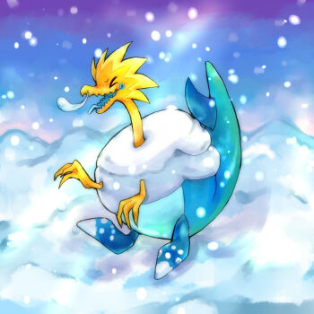 Rule 34 | > <, arctozolt, blue tongue, blush, closed eyes, colored tongue, commentary request, full body, gen 8 pokemon, highres, momomiyazange, nintendo, no humans, open mouth, outdoors, pokemon, pokemon (creature), pokemon focus, snot, snow, snowing, solo, tongue, tongue out