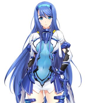 1girl armor blue_eyes blue_hair bodysuit breasts breasts_apart choukou_(alicesoft) choukou_shinki_ixseal covered_navel cowboy_shot elbow_gloves ellis_xillia game_cg gloves hair_between_eyes hairband hand_on_own_hip ixseal large_variant_set leotard light_smile long_hair looking_at_viewer magical_girl medium_breasts mole non-web_source official_art onigirikun skin_tight smile solo standing thighhighs transparent_background variant_set very_long_hair