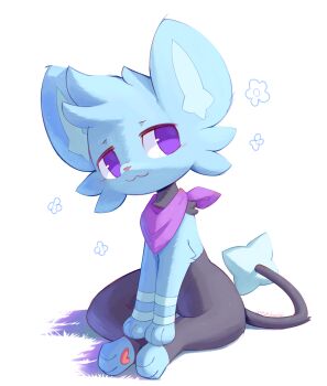 absurdres bandana furry furry_female gen_4_pokemon highres looking_at_viewer nevedoodle nintendo pokemon pokemon_(creature) purple_bandana shinx simple_background sitting solo white_background