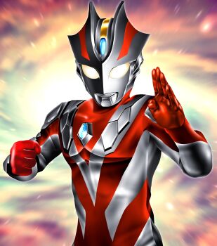 Rule 34 | 1boy, alien, armor, blue gemstone, blurry, blurry background, breastplate, clenched hand, color timer, colored skin, commentary, compound eyes, fighting stance, forehead jewel, galaxy, galaxy background, gem, glowing, glowing eyes, gradient eyes, hands up, hanejidyna86, highres, looking at viewer, male focus, multicolored eyes, multicolored skin, no pupils, pectorals, red skin, shoulder armor, silver skin, solo, tokusatsu, toned, toned male, twitter username, two-tone skin, ultra series, ultraman max (series), ultraman xenon, upper body, white eyes, wrinkled skin